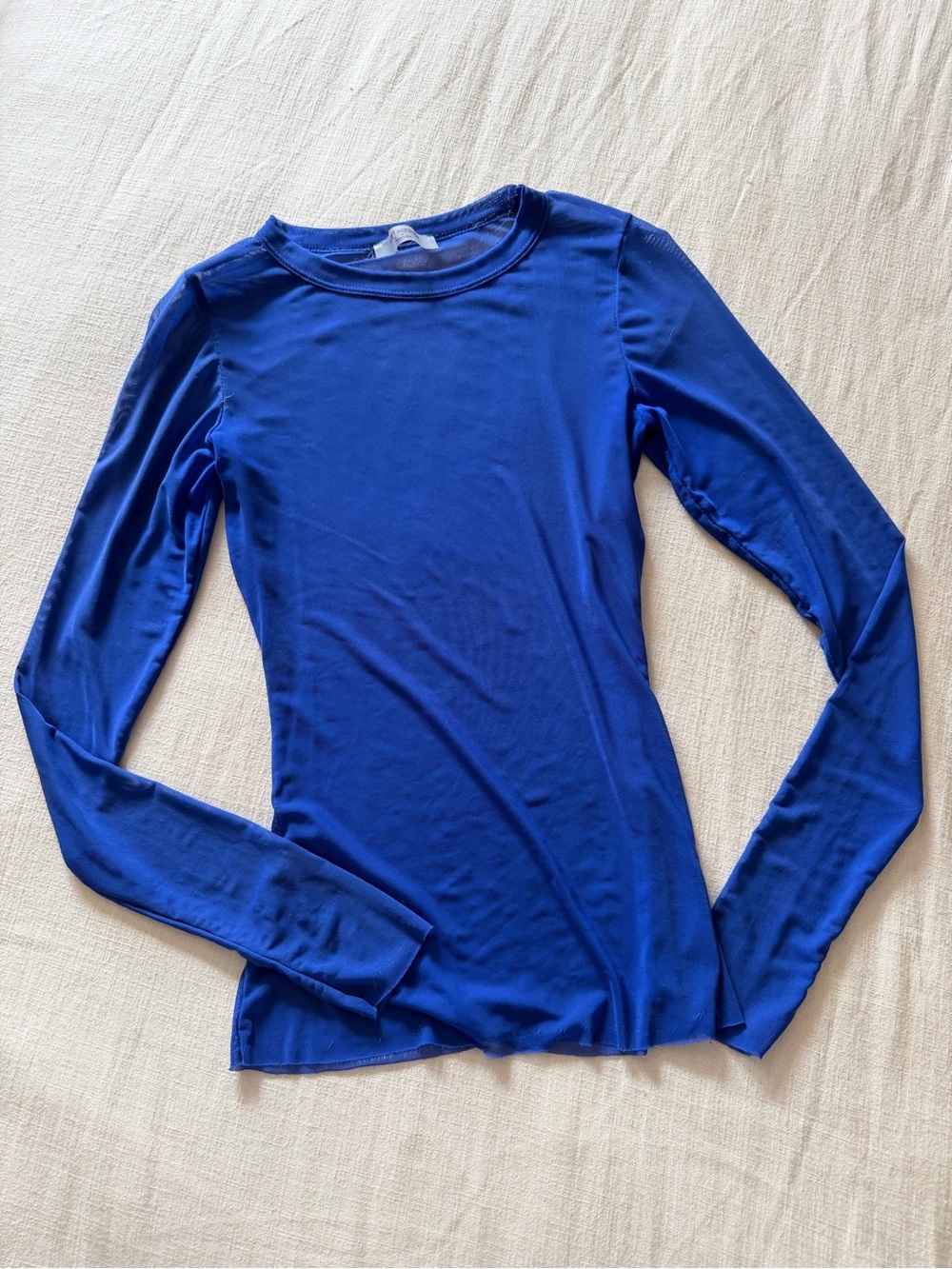 💙 Naked Wardrobe Cobalt Blue Sheer Mesh Top – Medium